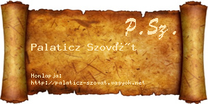 Palaticz Szovát névjegykártya